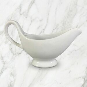 Vintage BIA Cordon Bleu White Porcelain Gravy Boat Sauce Pitcher Pedestal Base